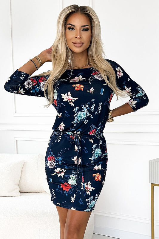 Sukienka Model 13-160 Flowers/Navy - Numoco 