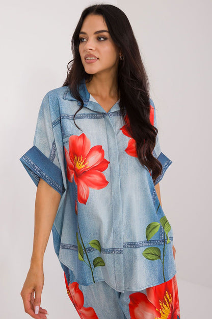   Koszula Damska Model DHJ-KS-19007-1.30 Blue - Italy Moda 