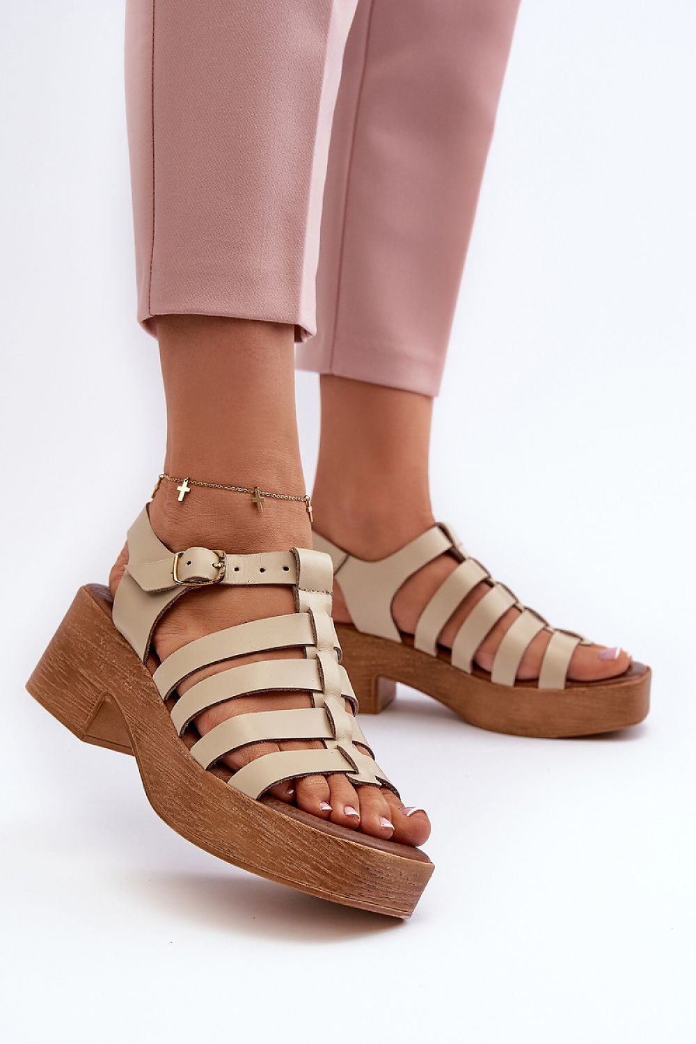  Sandały Model Zazoo 40410 Beige - Step in style 
