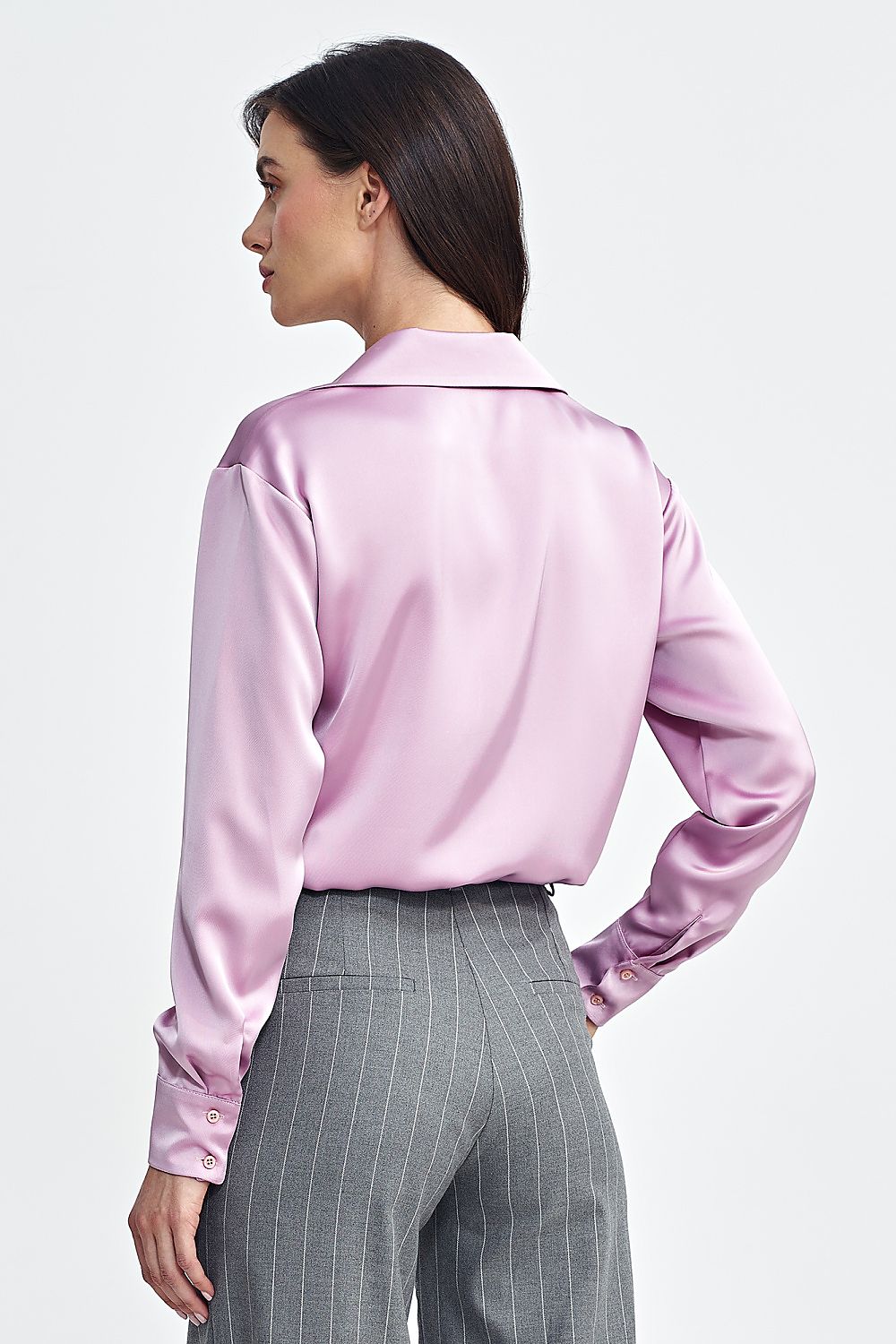   Satynowa koszula body K80 Pink - Nife 