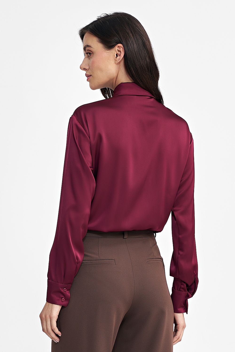   Satynowa koszula body K80 Bordo - Nife 