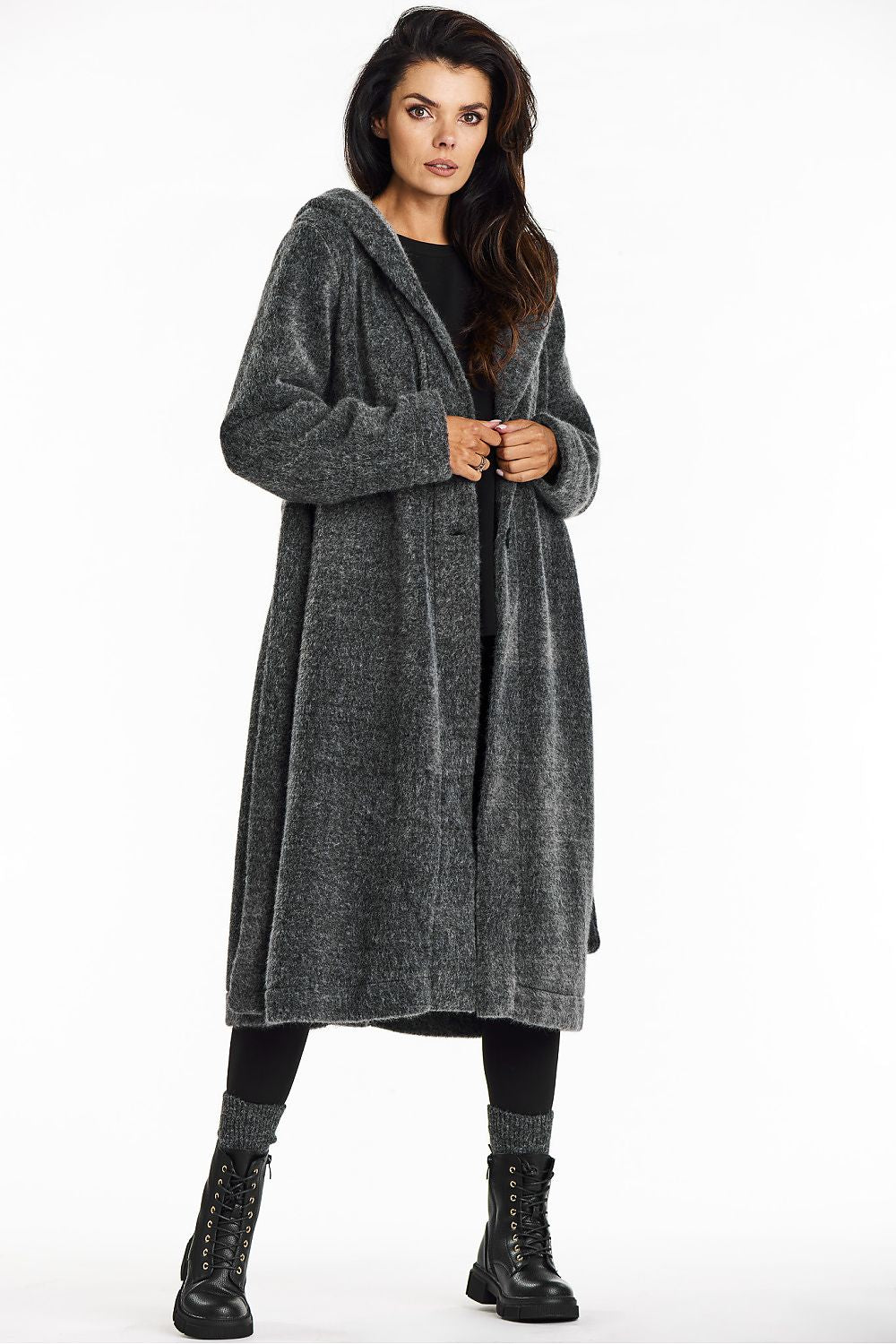   Płaszcz Damski Model A682 Grey - awama 