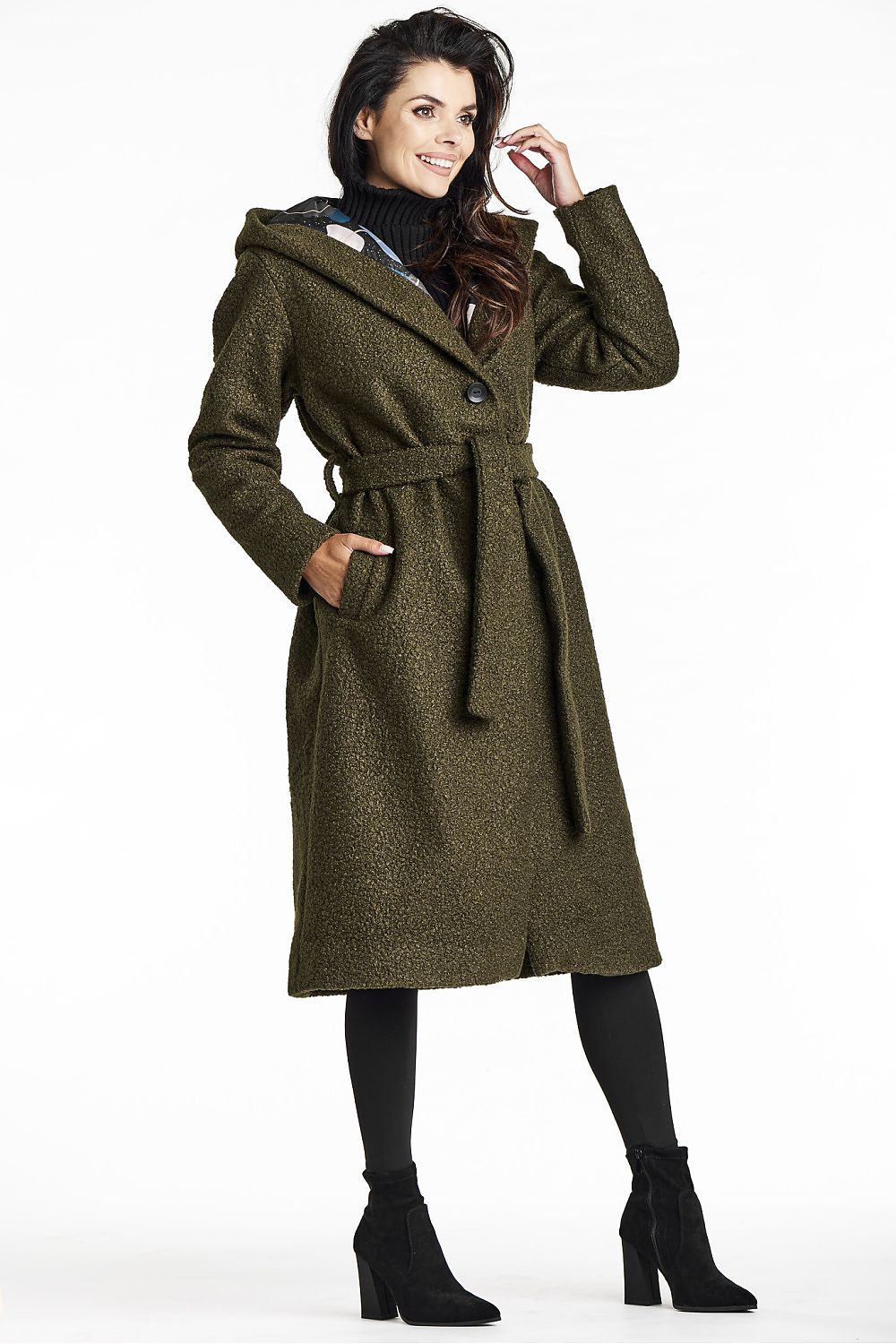   Płaszcz Damski Model A680 Khaki - awama 