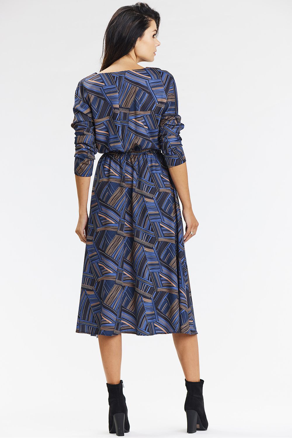  Sukienka Model A666 Navy/Brown Pattern - awama 