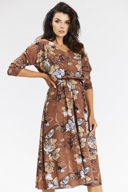  Sukienka Model A666 Brown Pattern - awama 