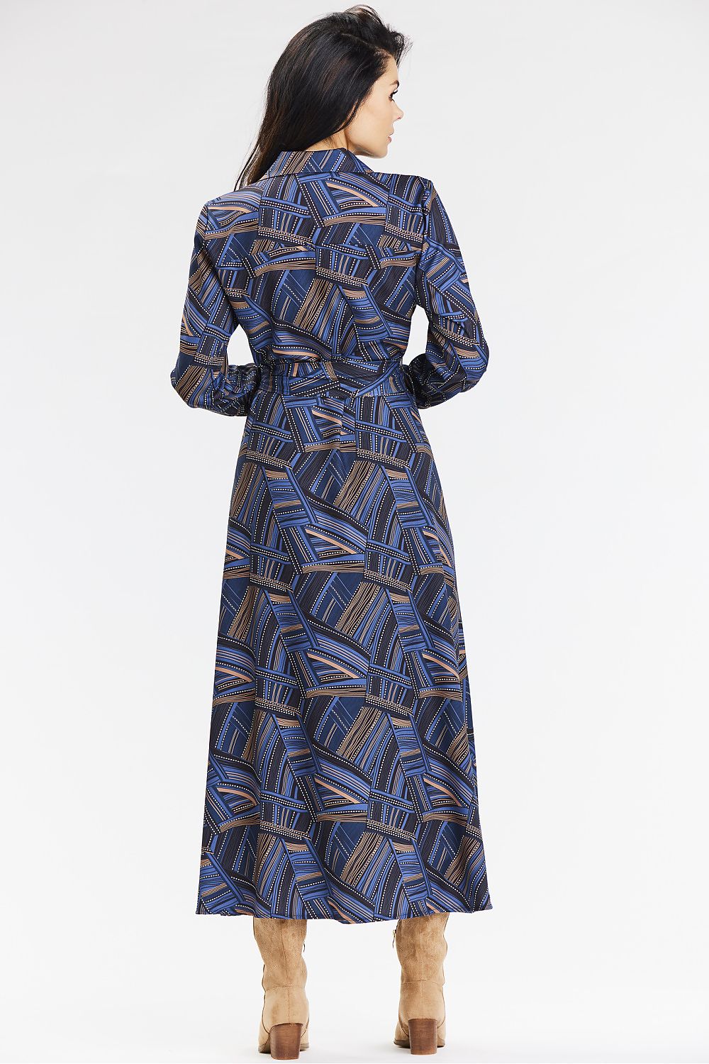  Sukienka Model A665 Navy/Brown Pattern - awama 