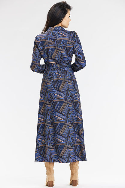  Sukienka Model A665 Navy/Brown Pattern - awama 