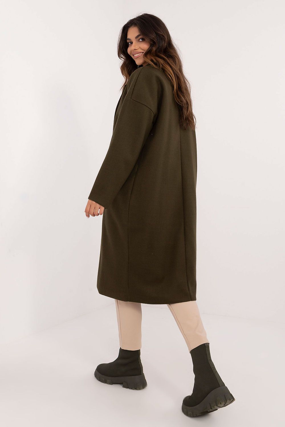   Płaszcz Damski Model TW-PL-BI-7298-2.14 Khaki - Och Bella 