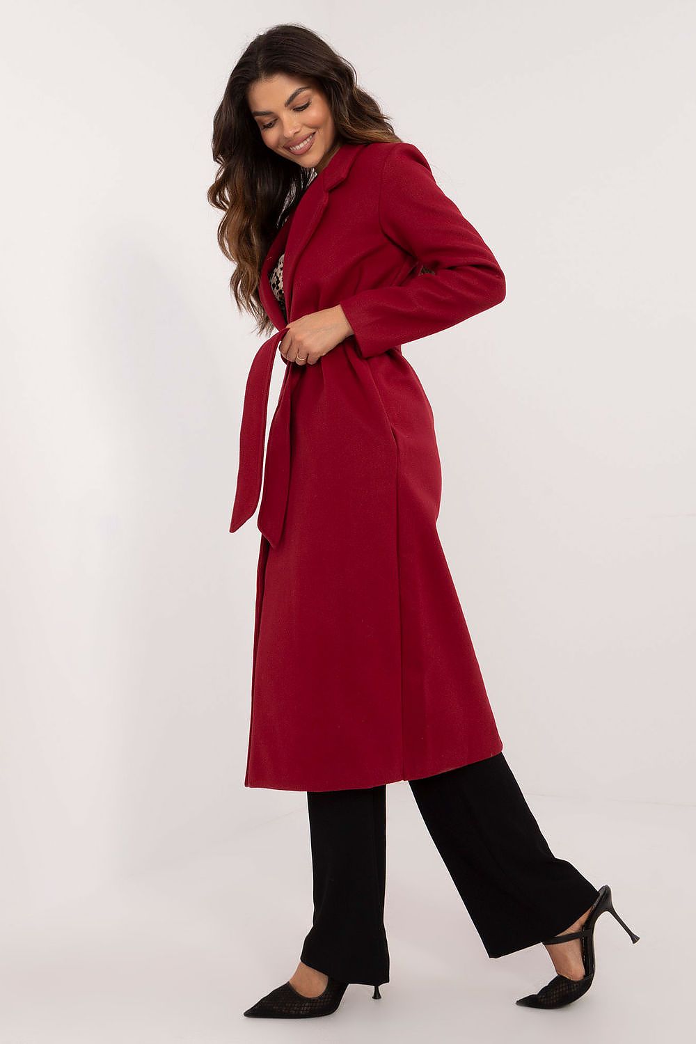   Płaszcz Damski Model TW-PL-BI-5312-1.31 Bordo - Och Bella 