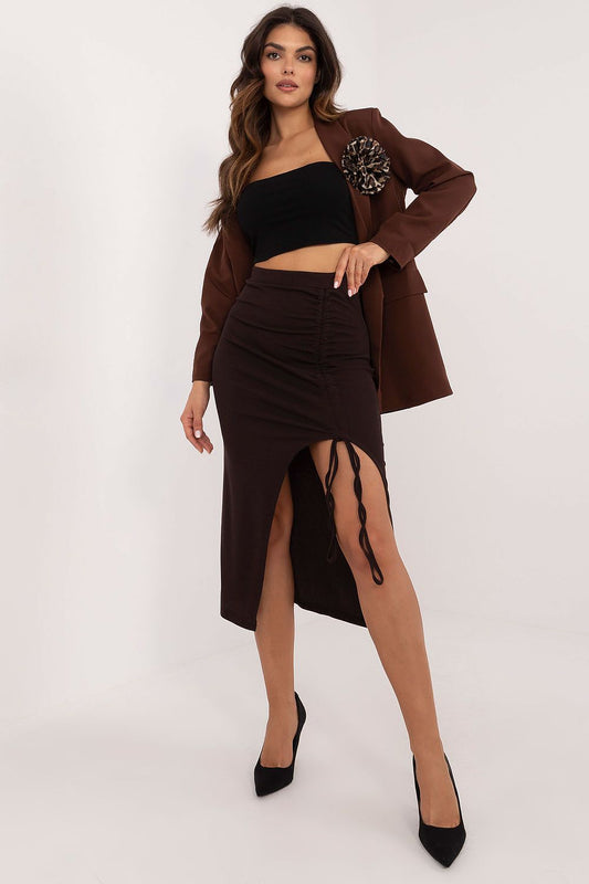  Spódnica Model MI-SD-20582-2.65 Dark Brown - Italy Moda 