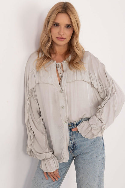   Koszula Damska Model TW-KS-BI-12022.16P Light Grey - Och Bella 
