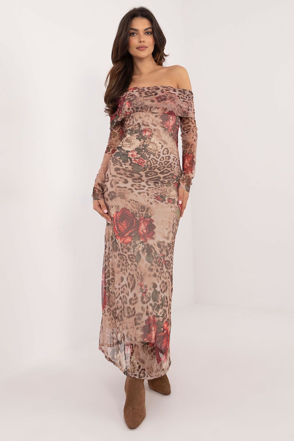  Sukienka Model DHJ-SK-18702-1.13P Beige - Italy Moda 