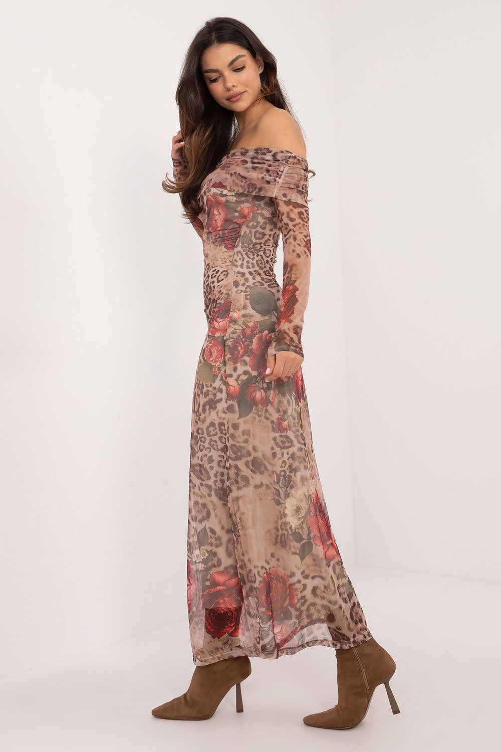  Sukienka Model DHJ-SK-18702-1.13P Beige - Italy Moda 