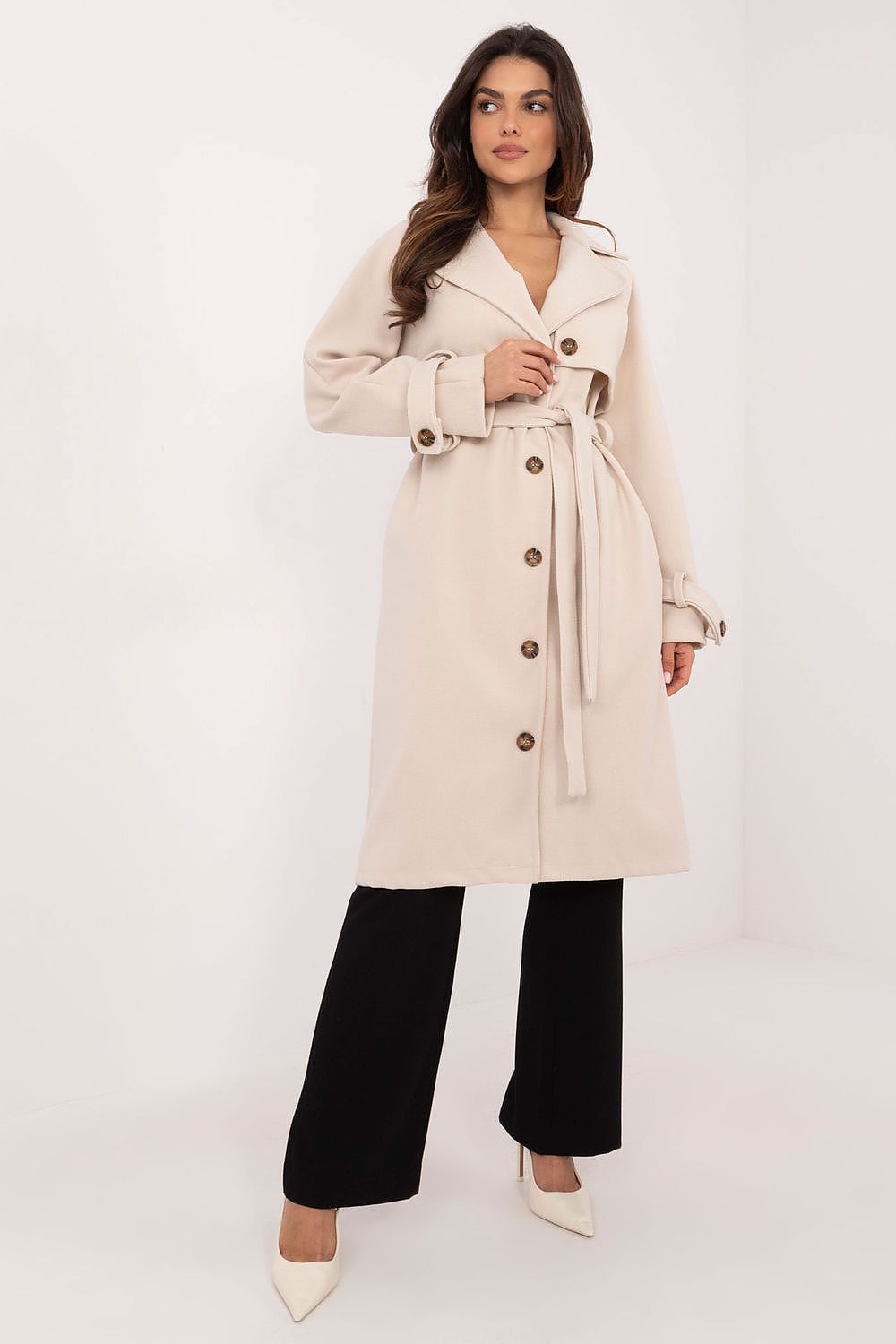   Płaszcz Damski Model TW-PL-BI-2209.71P Light Beige - Och Bella 