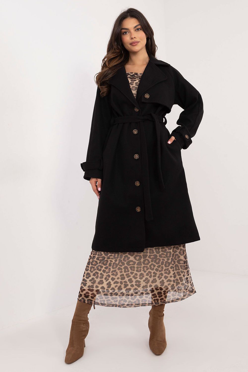   Płaszcz Damski Model TW-PL-BI-2209.71P Black - Och Bella 