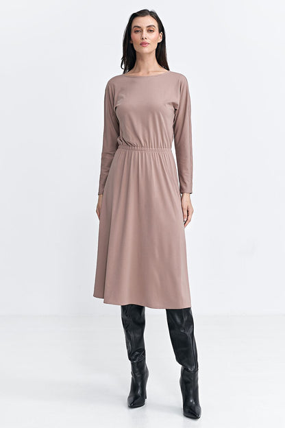  Sukienka z gumką w pasie S259 Beige - Nife 