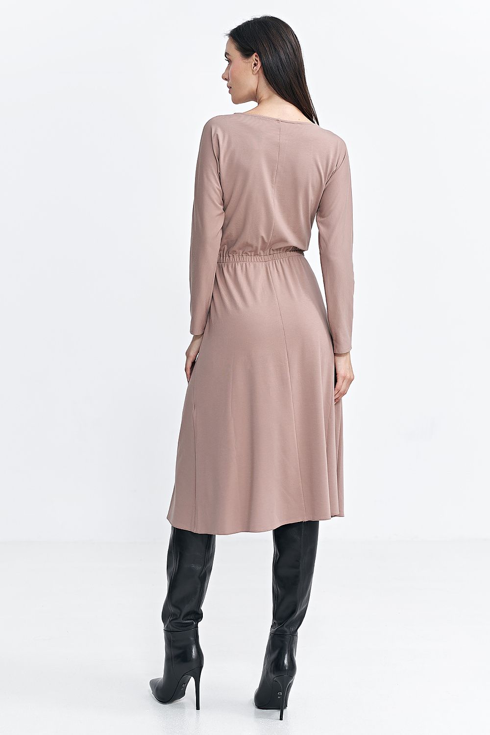  Sukienka z gumką w pasie S259 Beige - Nife 