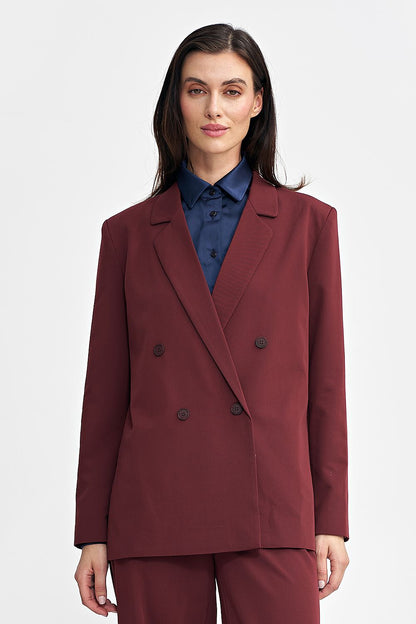   Marynarka oversize, dwurzędowa Z69 Bordo - Nife 