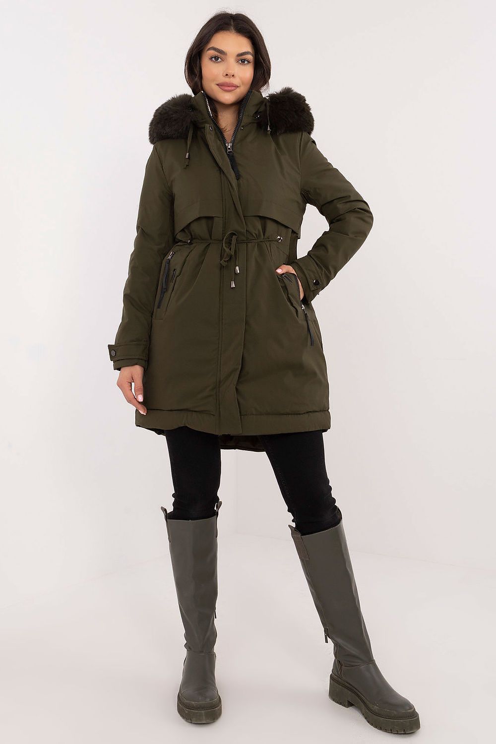   Kurtka Damska Model SK-KR-HH-2409.17X Khaki - Factory Price 