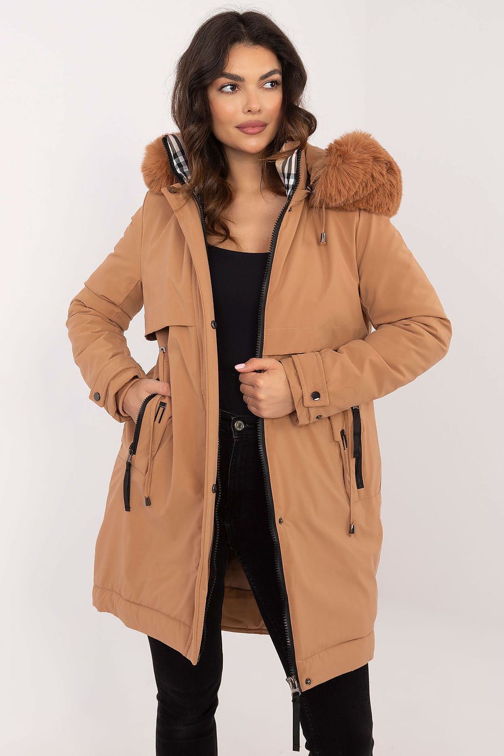   Kurtka Damska Model SK-KR-HH-2409.47 Camel - Factory Price 