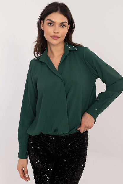   Koszula Damska Model DHJ-KS-15260.96 Dark Green - Italy Moda 