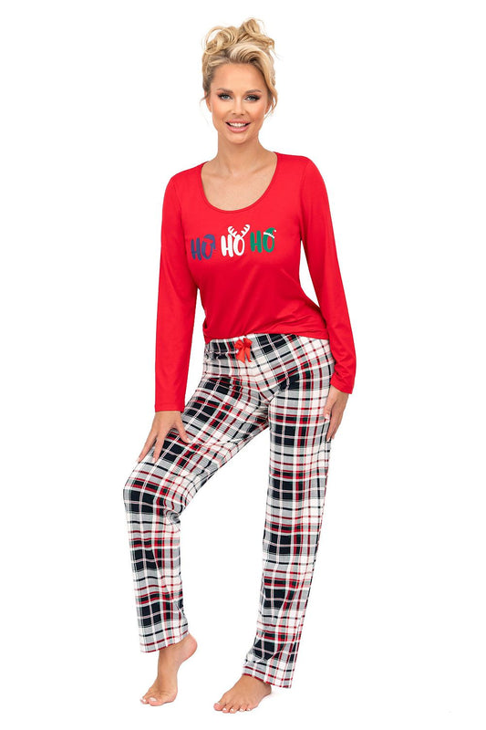  Piżama Damska Model Ho Ho Long Red - Donna 