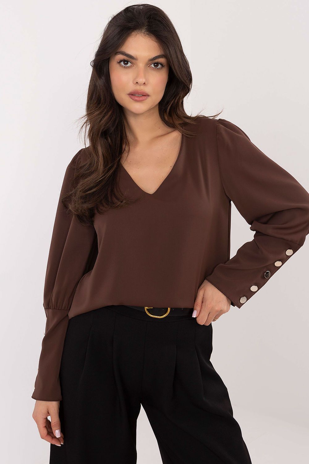   Bluzka Model MI-BZ-M721.38 Dark Brown - Italy Moda 
