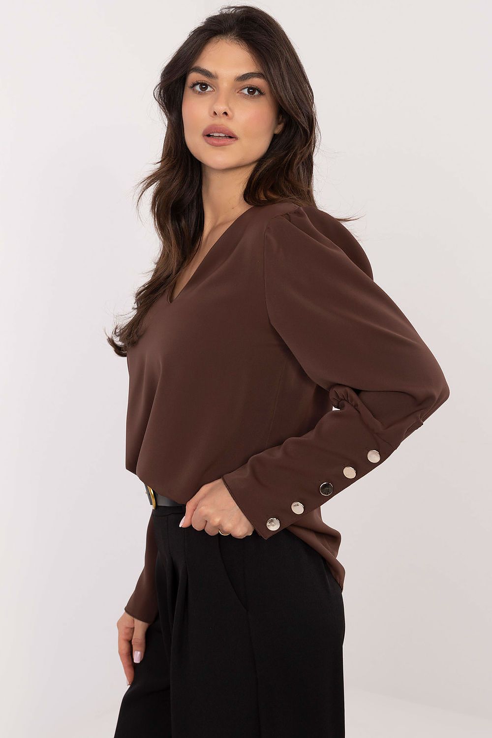  Bluzka Model MI-BZ-M721.38 Dark Brown - Italy Moda 
