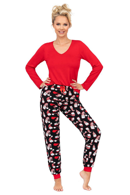  Piżama Damska Model Santi Long Red - Donna 