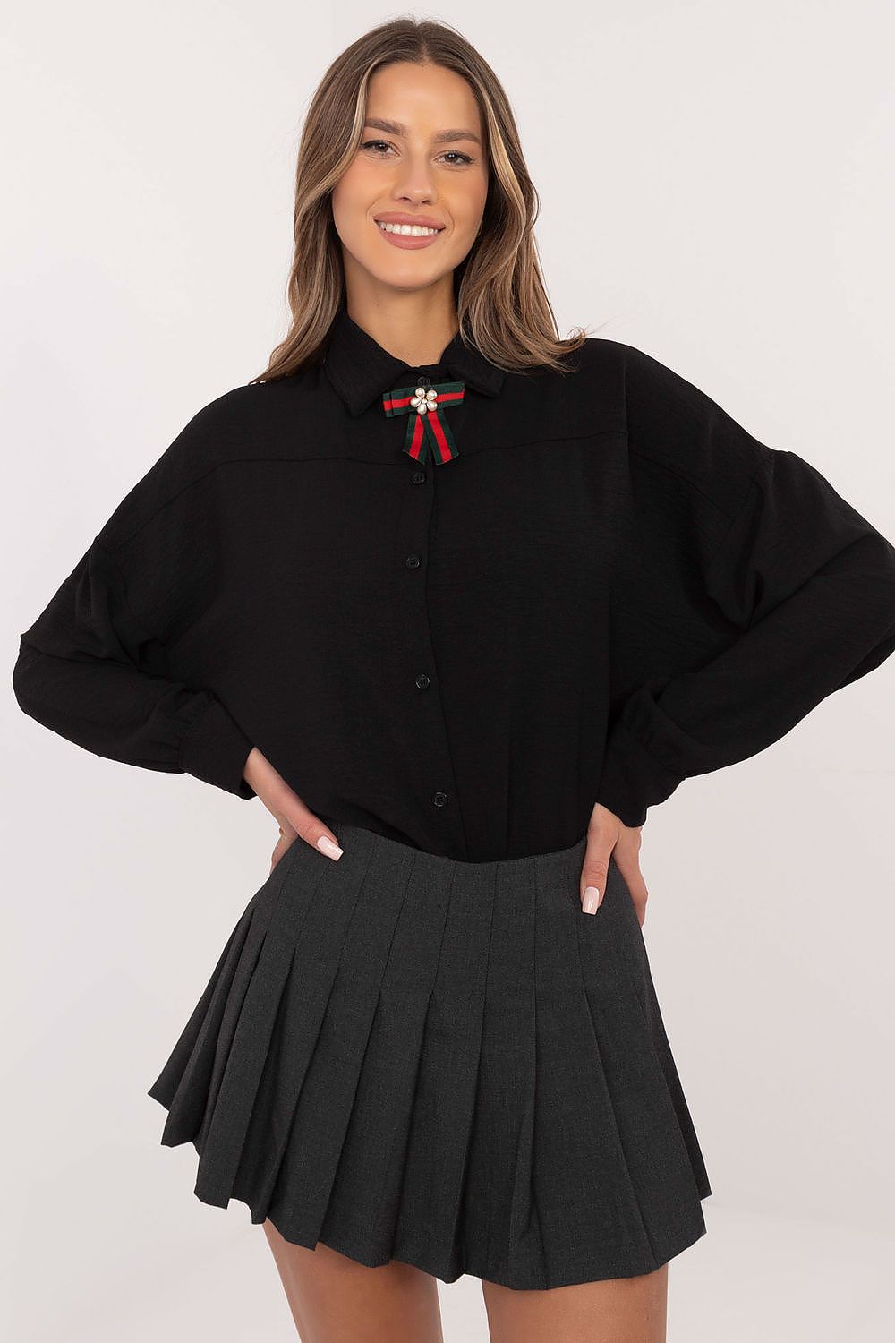   Koszula Damska Model MI-KS-61523.60P Black - Italy Moda 