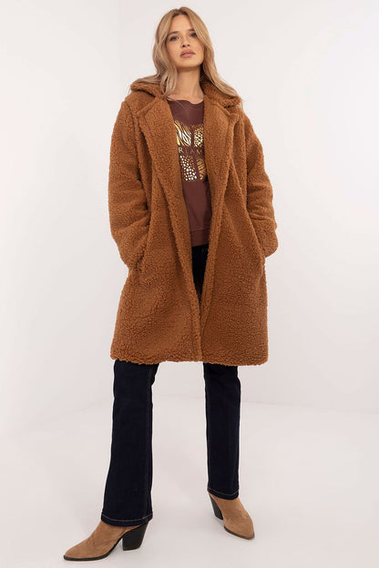   Płaszcz Damski Model DHJ-PL-19991.86 Light Brown - Italy Moda 