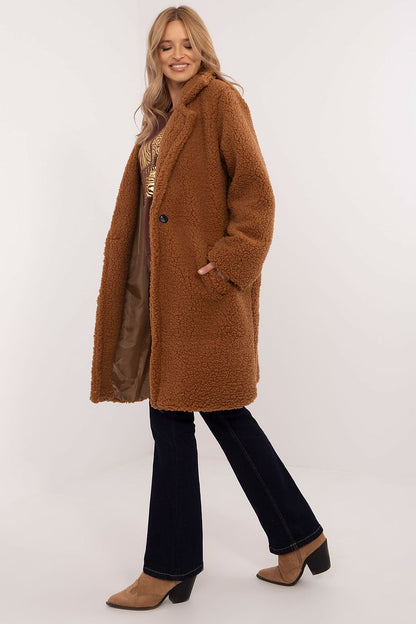   Płaszcz Damski Model DHJ-PL-19991.86 Light Brown - Italy Moda 