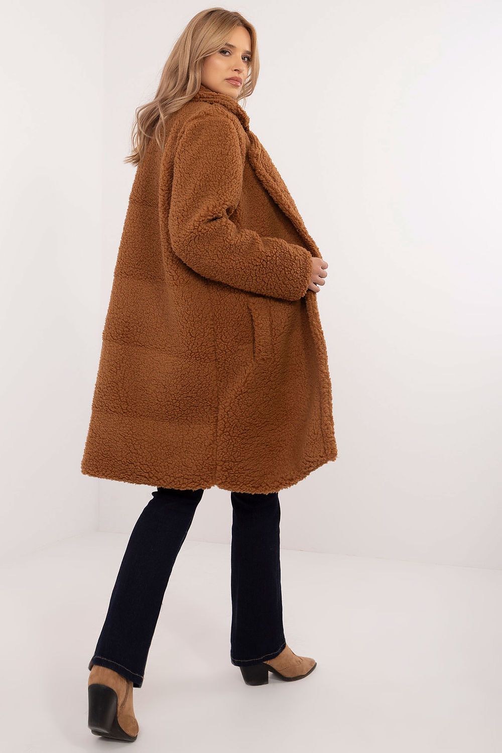   Płaszcz Damski Model DHJ-PL-19991.86 Light Brown - Italy Moda 