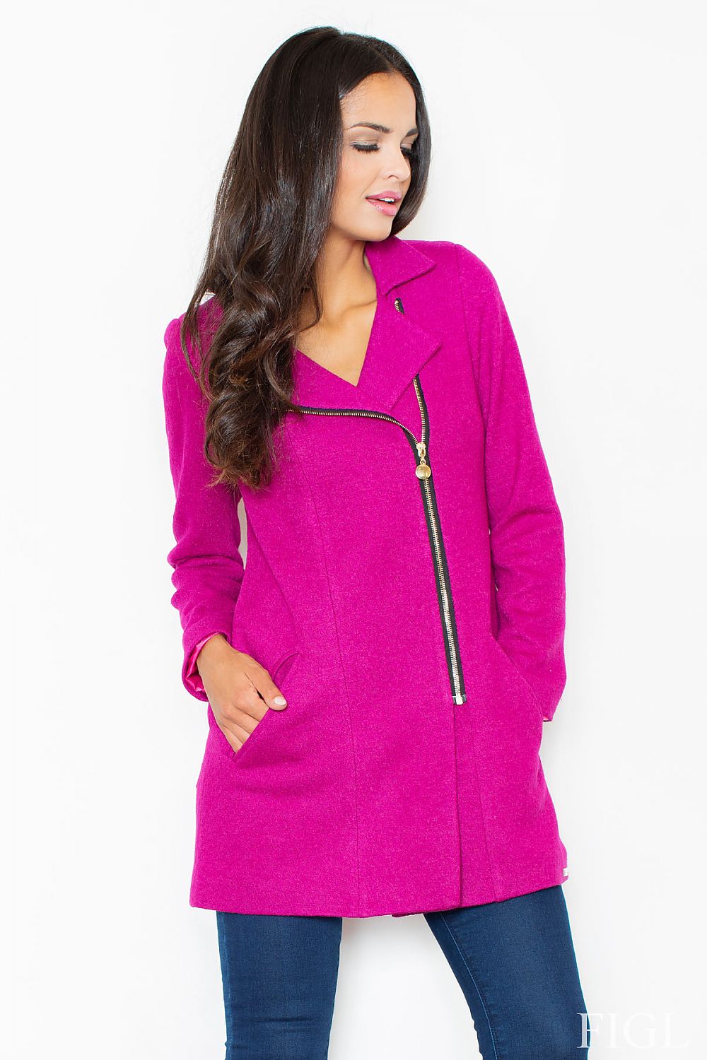   Płaszcz Damski Model M405 Dark Pink - Figl 