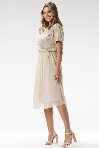  Sukienka Model A689 Beige - awama 