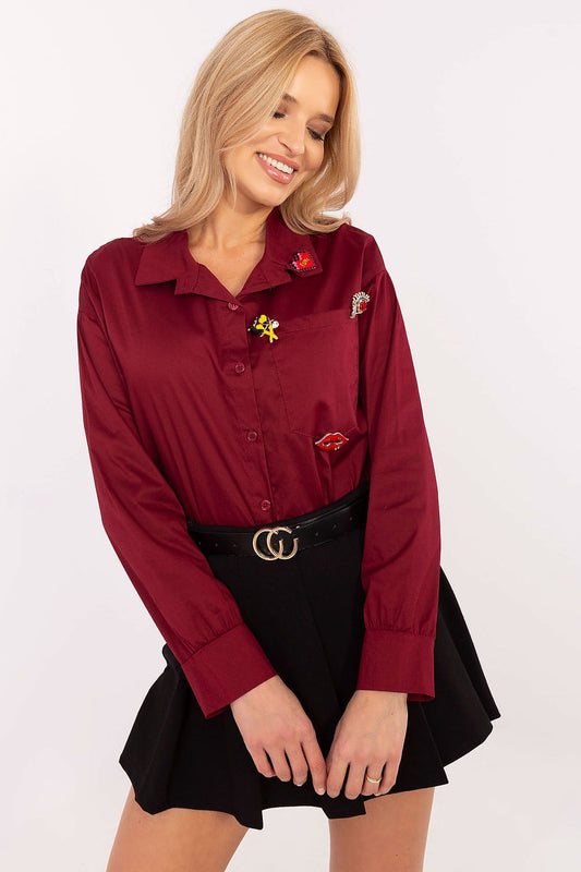   Koszula Damska Model DHJ-KS-9230.75P Bordo - Italy Moda 