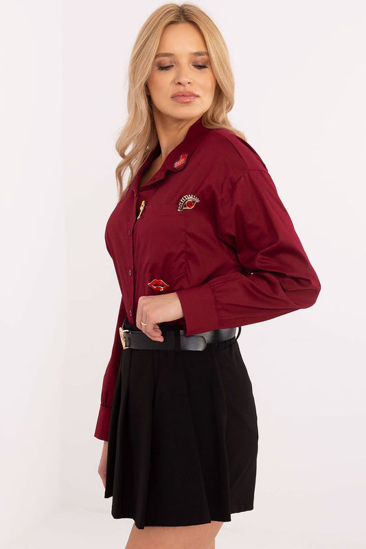   Koszula Damska Model DHJ-KS-9230.75P Bordo - Italy Moda 
