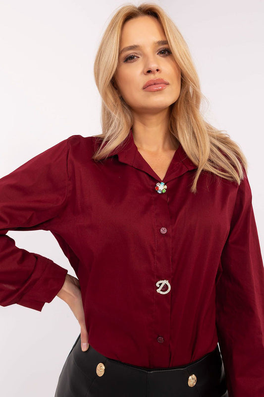   Koszula Damska Model DHJ-KS-20132.04P Bordo - Italy Moda 