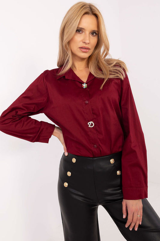  Koszula Damska Model DHJ-KS-20132.04P Bordo - Italy Moda 