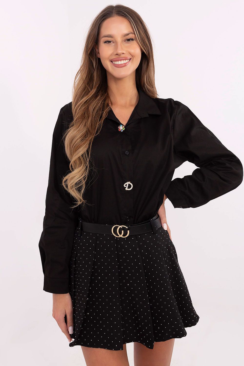   Koszula Damska Model DHJ-KS-20132.04P Black - Italy Moda 