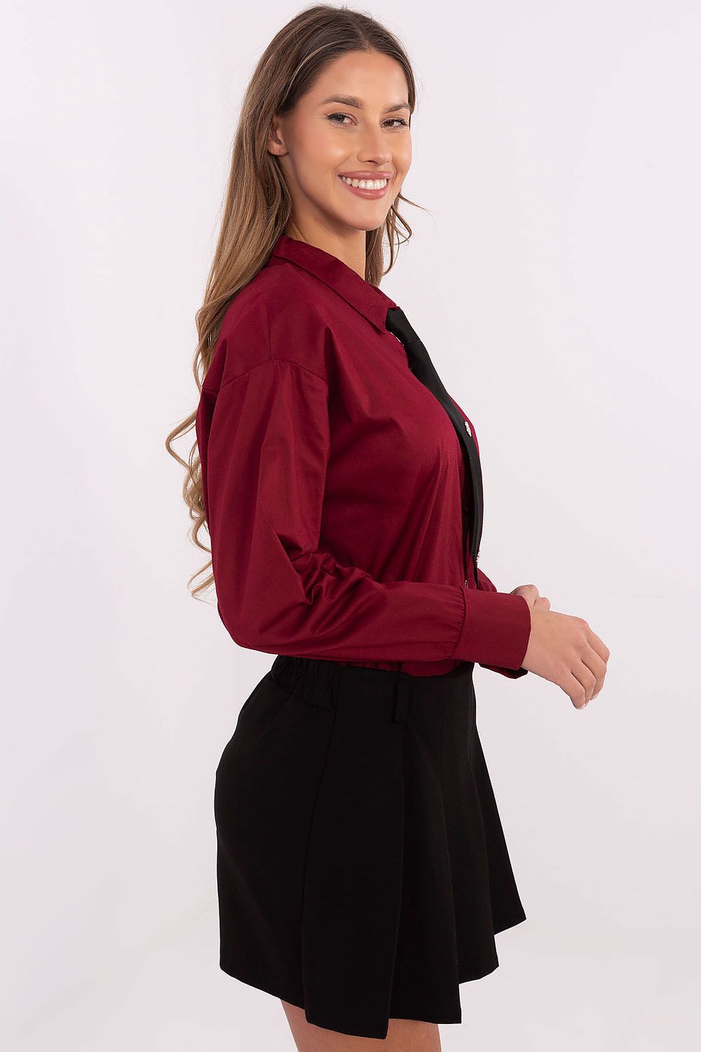   Koszula Damska Model DHJ-KS-9213.86 Bordo - Italy Moda 