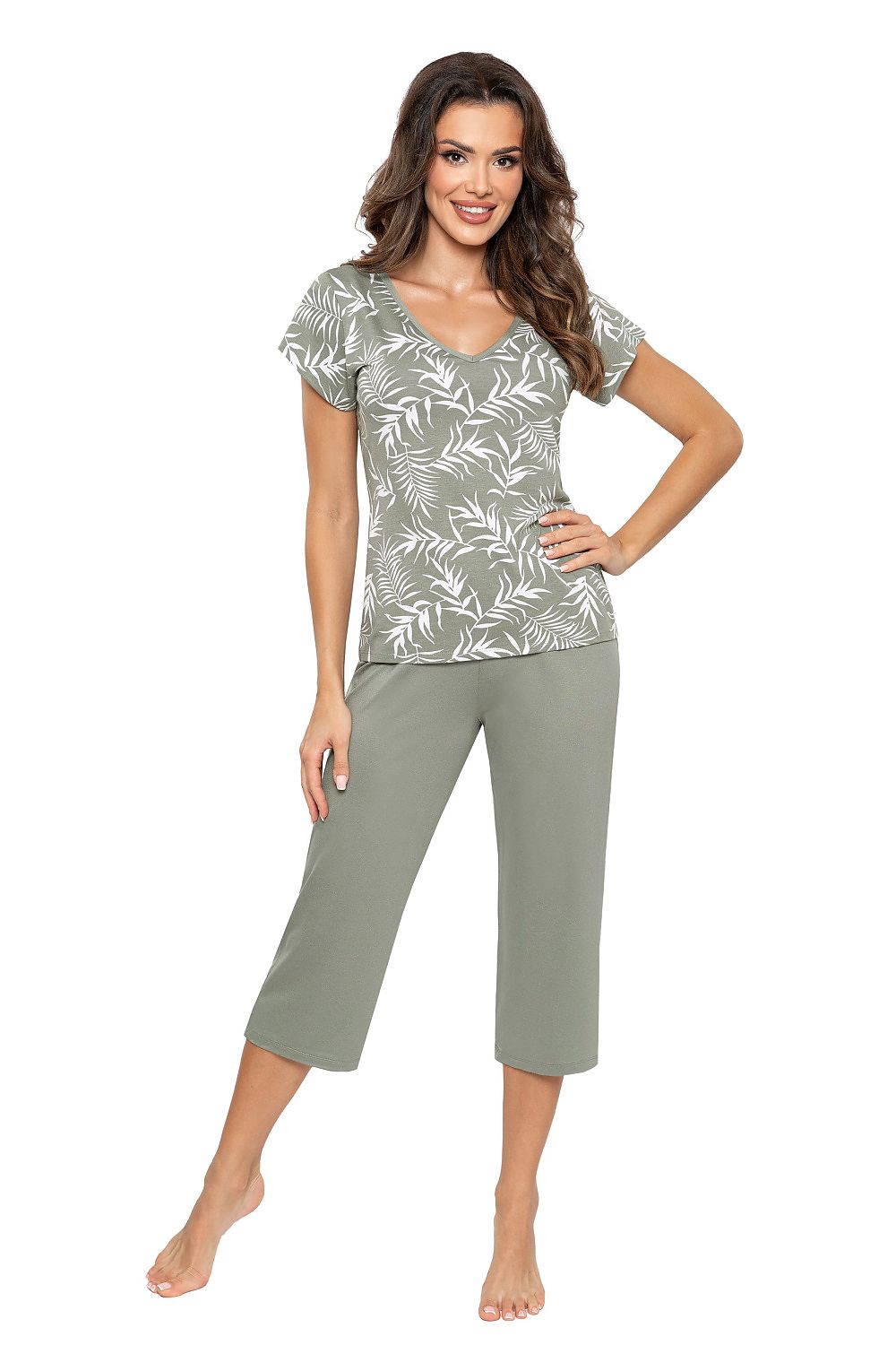  Piżama Damska Model Paloma 3/4 Olive - Donna 