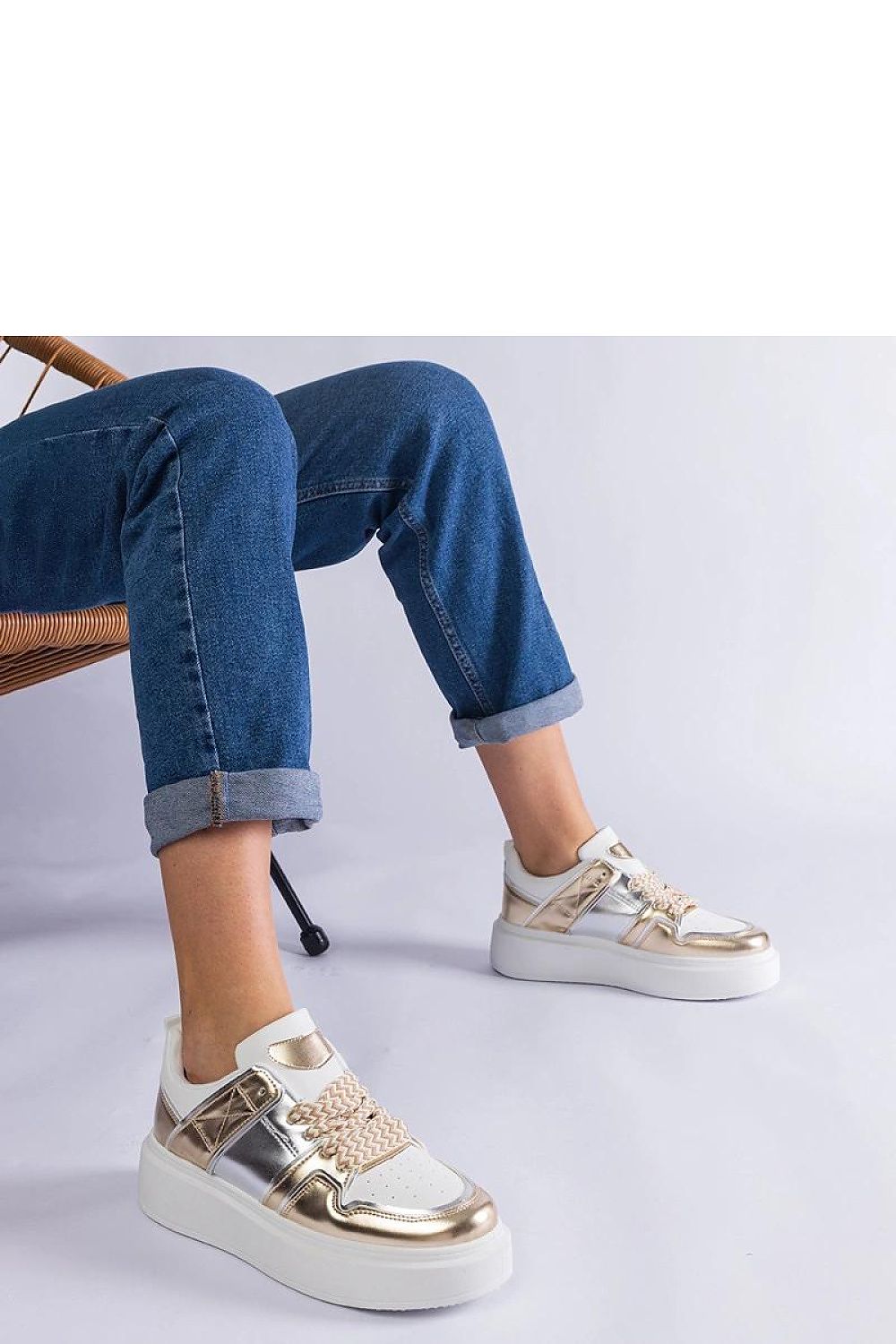   Złote sneakersy ze srebrnymi wstawkami Kimberly - Solea 
