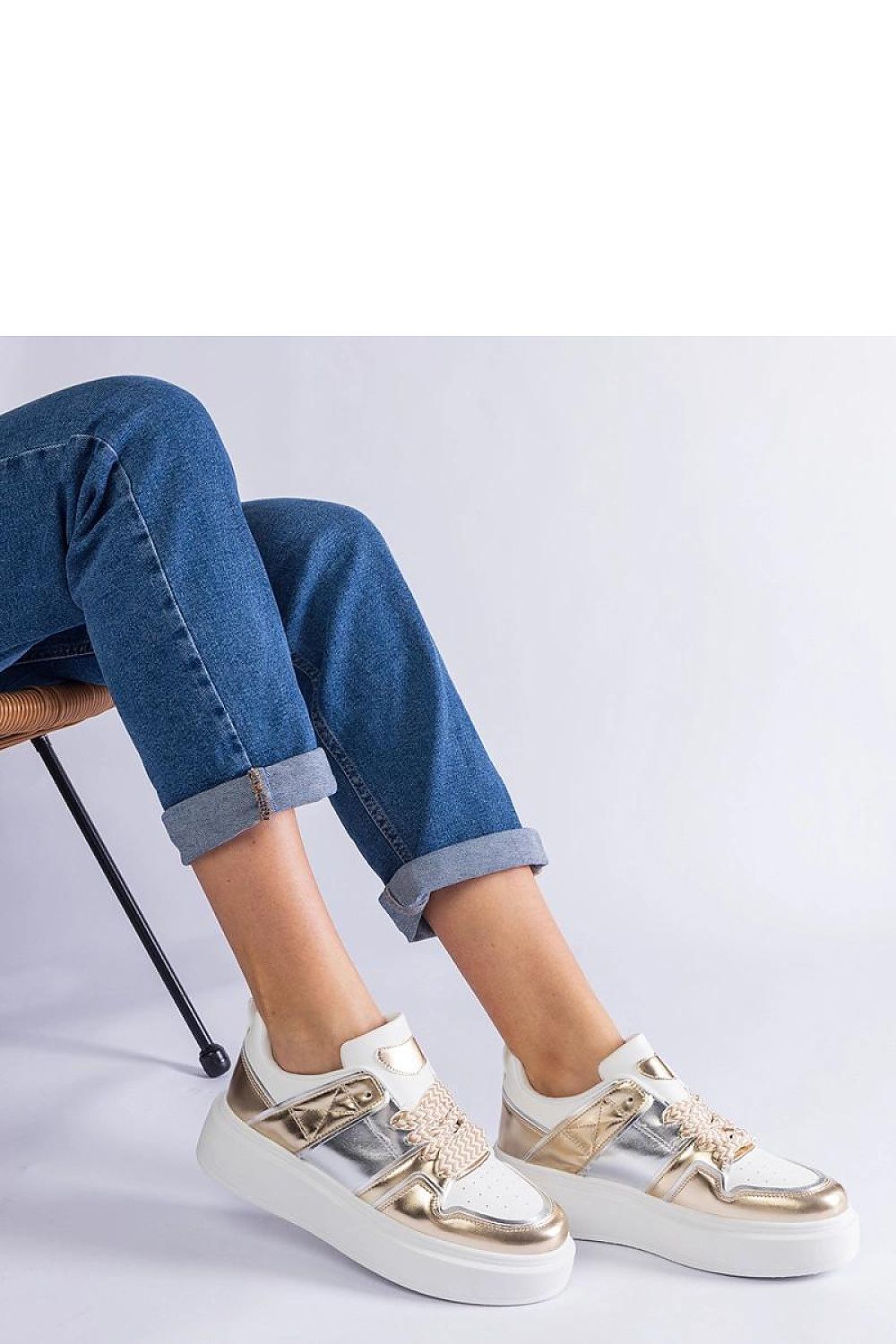   Złote sneakersy ze srebrnymi wstawkami Kimberly - Solea 