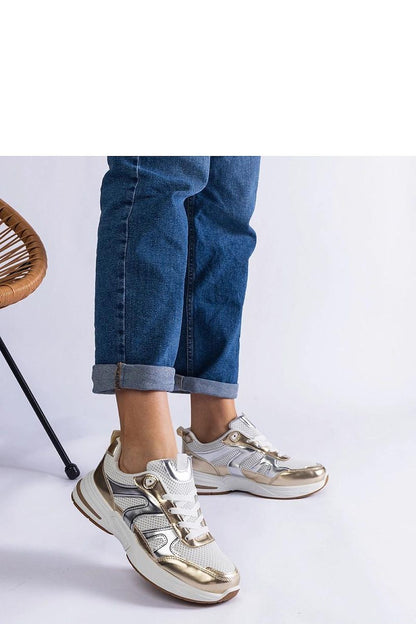   Materiałowe sneakersy sportowe ze złotymi wstawkami Elayne - Solea 
