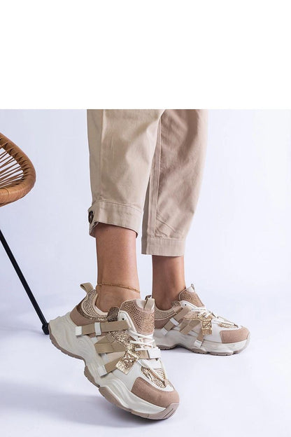   Beżowe sneakersy ze złotymi wstawkami Candra - Solea 