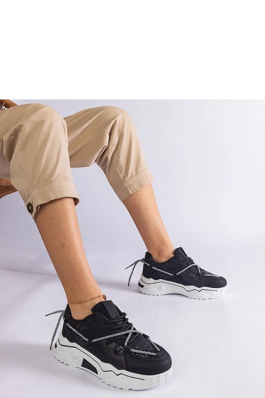   Czarne sneakersy damskie z brokatem Agar - Solea 