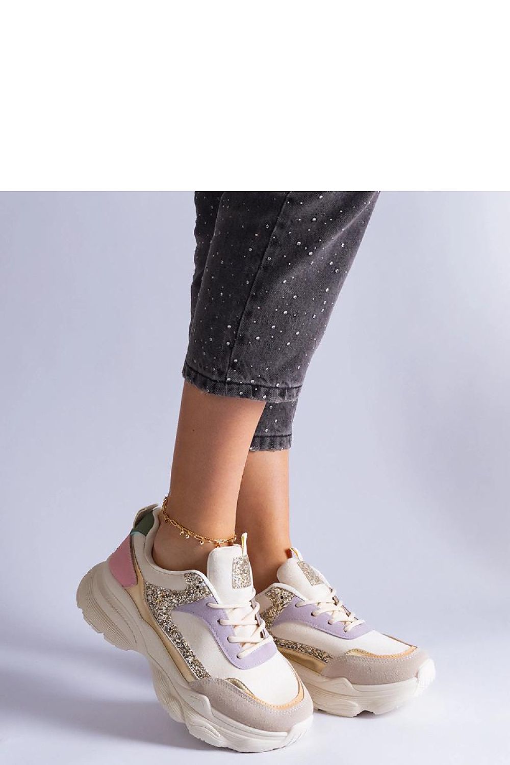   Wielokolorowe sneakersy z brokatowymi wstawkami Clorinda - Solea 