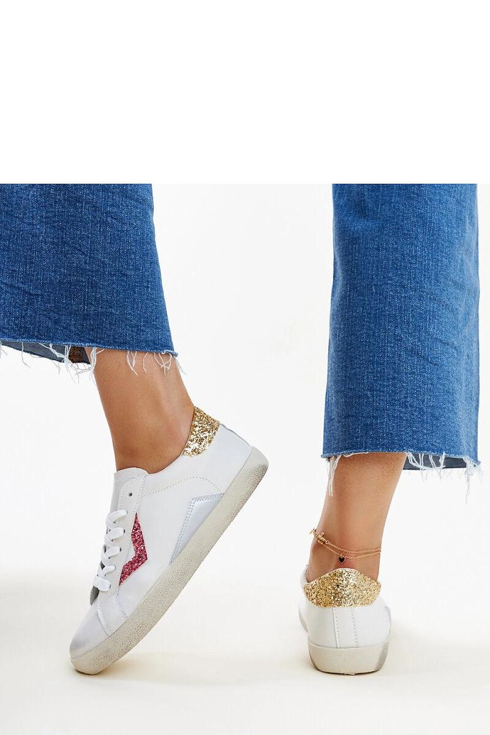   Białe sneakersy z efektem ,,znoszenia`` Gombola - Solea 