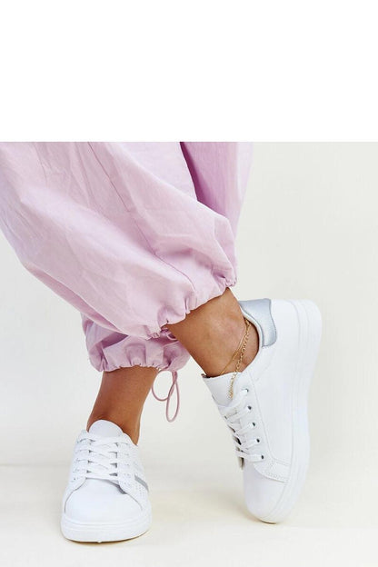   Biało-srebrne sneakersy eko skóra Berdine - Solea 